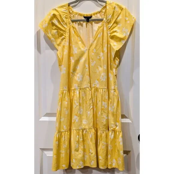 Banana Republic Yellow Floral Mini Dress S Cottagecore Coastal Summer Sundress - Picture 2 of 6